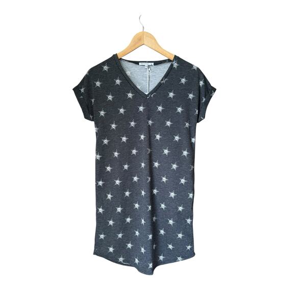 Antistar Star Short Sleeve V Neck Mini Tunic Relaxed Oversized Shirt Dress XS - Picture 4 of 4